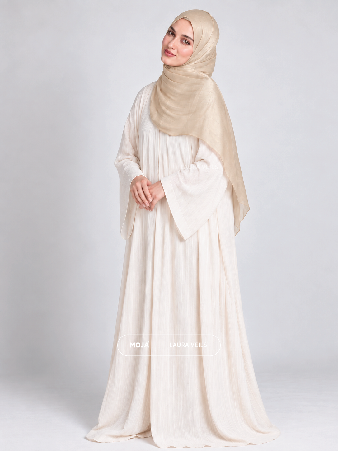 Beige Moja Organza Shimmer Hijab – 2m Length