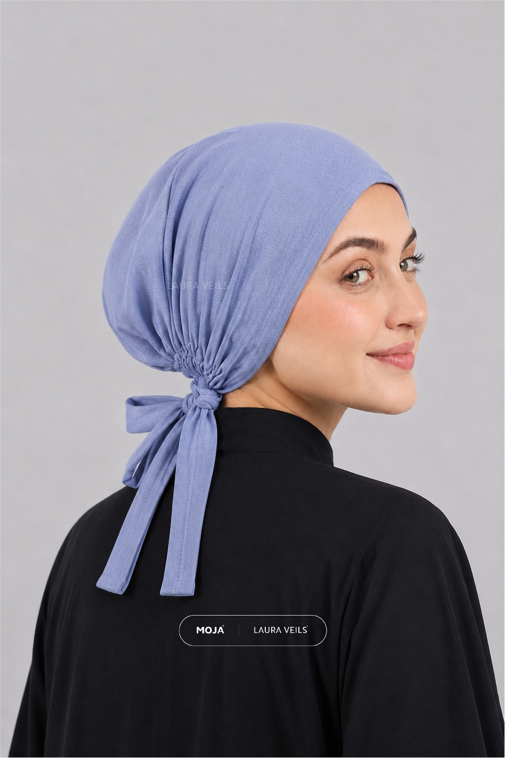 Powder Blue – Moja Tie Cap – Breathable Thin Jersey Underscarf