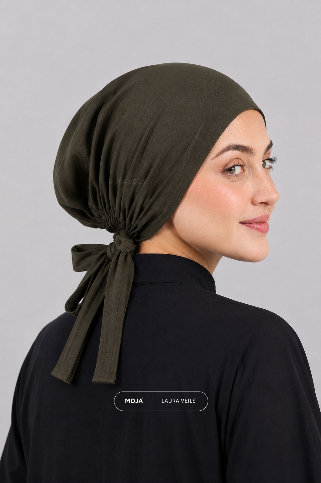 Olive Green – Moja Tie Cap – Breathable Thin Jersey Underscarf