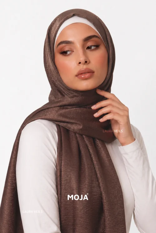 Moja Bubble Satin Hijab with soft textured glossy finish and elegant drape
