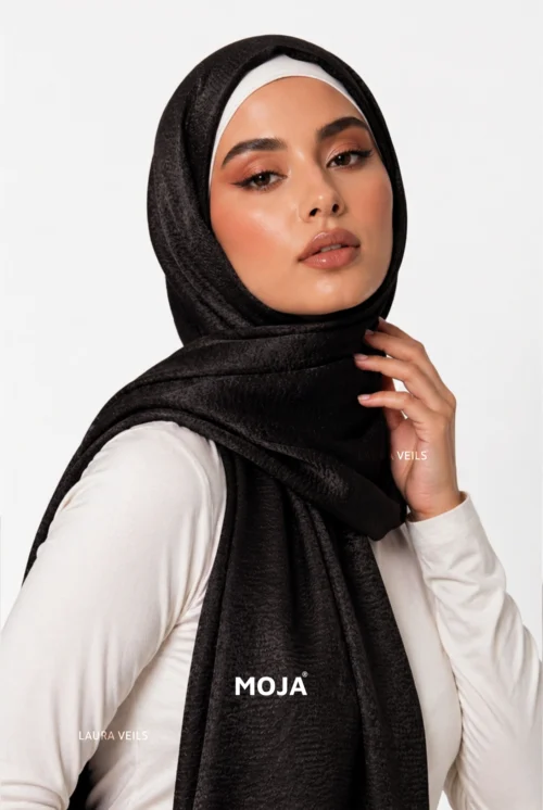 Moja Bubble Satin Hijab with soft textured glossy finish and elegant drape