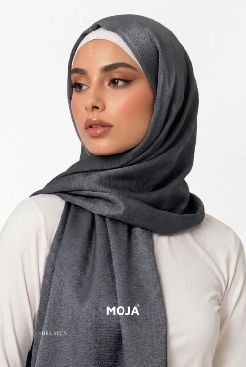 Moja Bubble Satin Hijab with soft textured glossy finish and elegant drape
