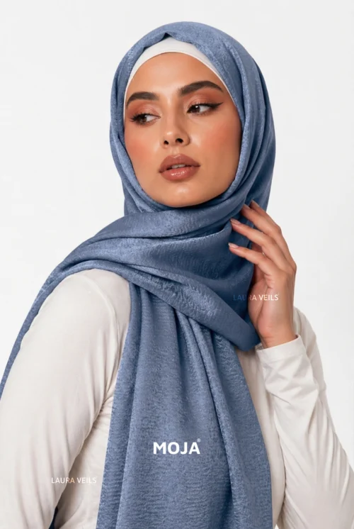 Moja Bubble Satin Hijab with soft textured glossy finish and elegant drape
