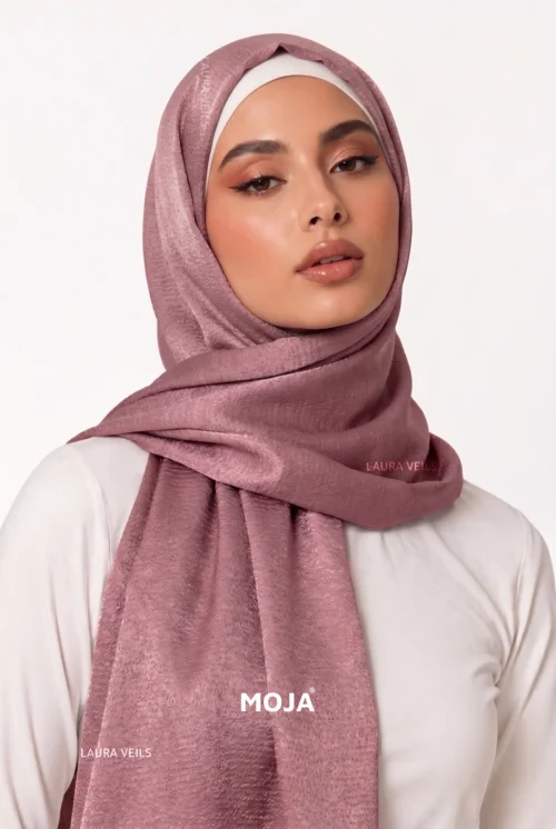 Moja Textured Bubble Satin Hijab UAE, premium glossy satin hijab, soft textured finish, elegant party wear hijab, available in 100+ shades, full coverage 2 meter hijab, luxury modest fashion hijab