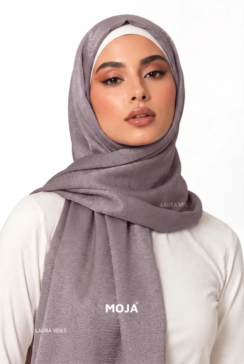 Moja Bubble Satin Hijab with soft textured glossy finish and elegant drape