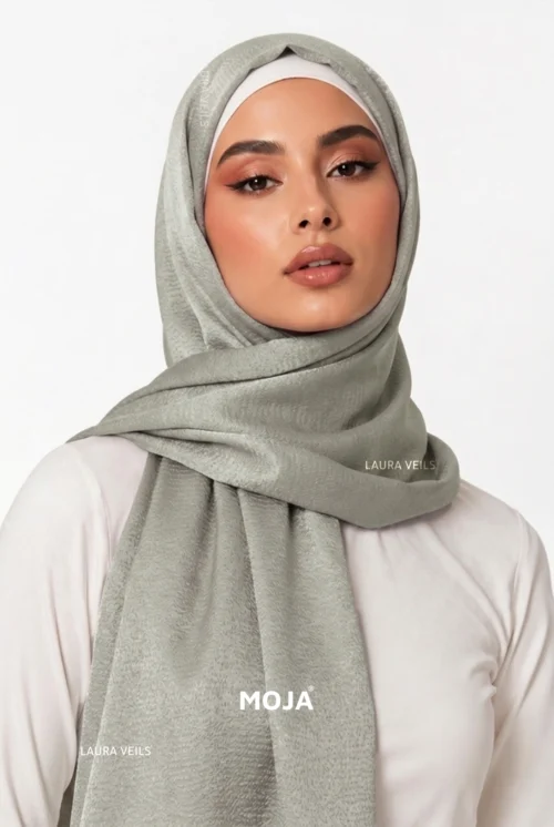 Moja Bubble Satin Hijab with soft textured glossy finish and elegant drape