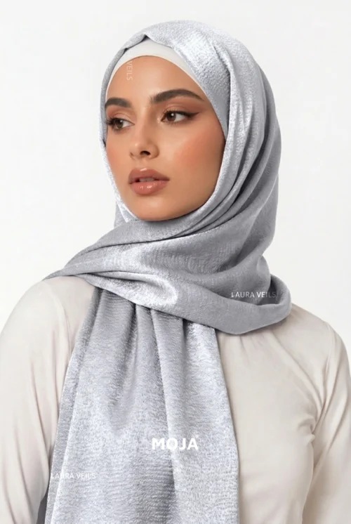 Moja Bubble Satin Hijab with soft textured glossy finish and elegant drape