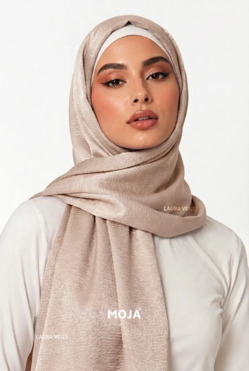 Moja Bubble Satin Hijab with soft textured glossy finish and elegant drape