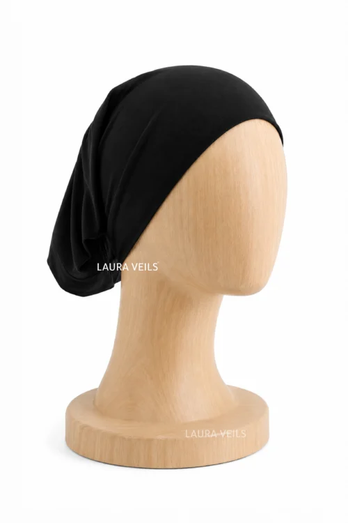 Moja Tube Cap Black stretchable jersey hijab undercap