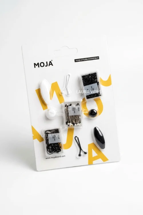 Moja Essential Kit hijab accessories set with magnetic pins, loop pins, clip pins, mini ball pins, mini safety pins and mini bulb pins