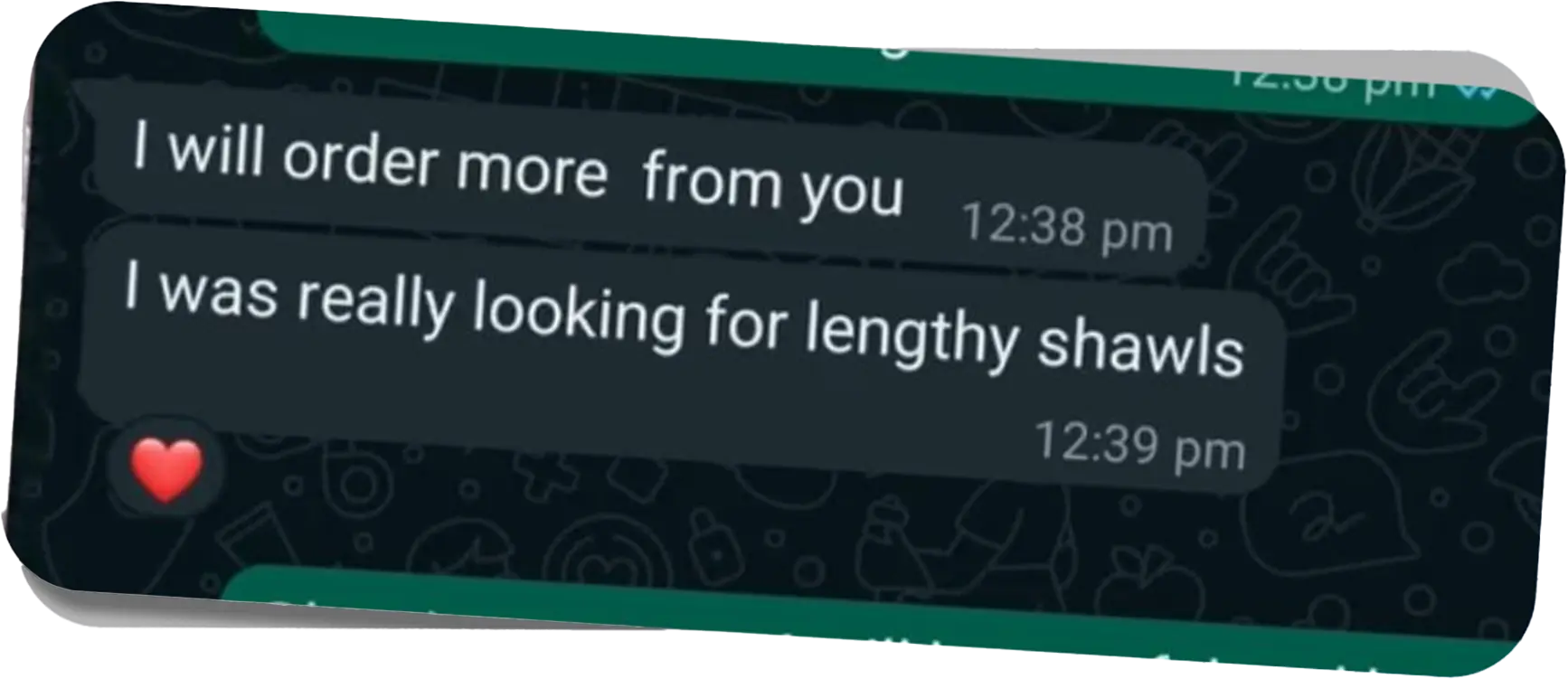 Customer message: I will order more from you