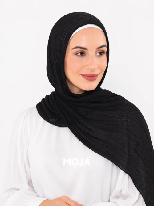 Black Modal Cotton Crinkle Hijab