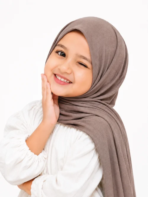 Brown Kids Jersey Hijab