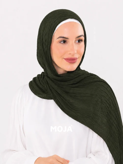 Dark Green Modal Cotton Crinkle Hijab