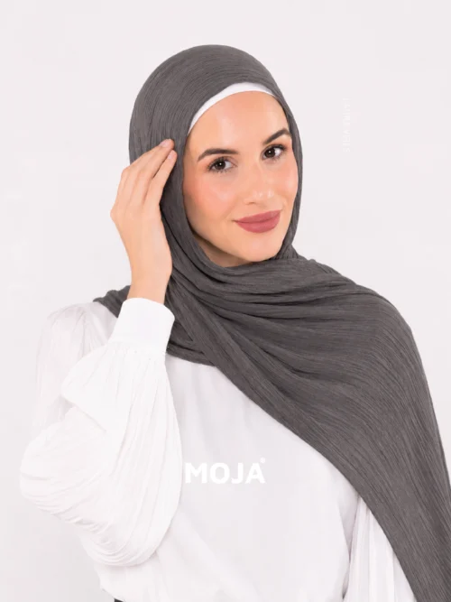 Dark Grey Modal Cotton Crinkle Hijab