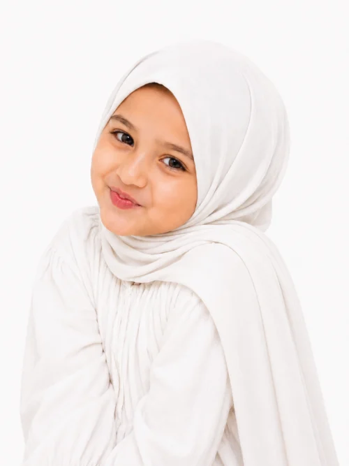 Milk White Kids Jersey Hijab