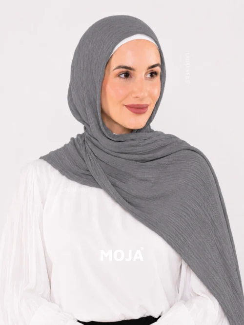 Silver Grey Modal Cotton Crinkle Hijab