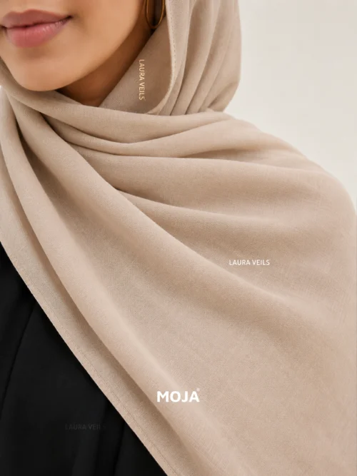 Beige Moja modal cotton hijab – soft breathable modal fabric, UAE summer wear