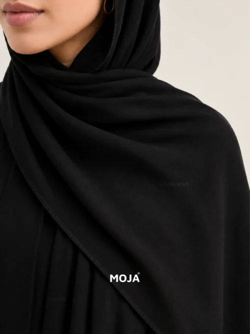 Black Moja modal cotton hijab – soft breathable modal fabric, UAE summer wear