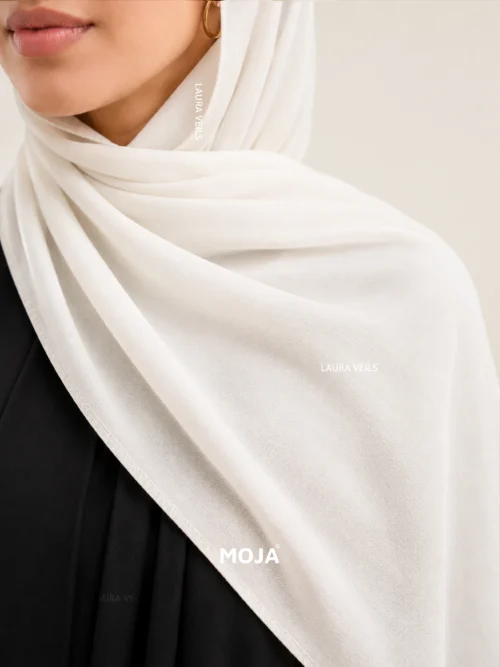 Milk White Moja modal cotton hijab – soft breathable modal fabric, UAE summer wear