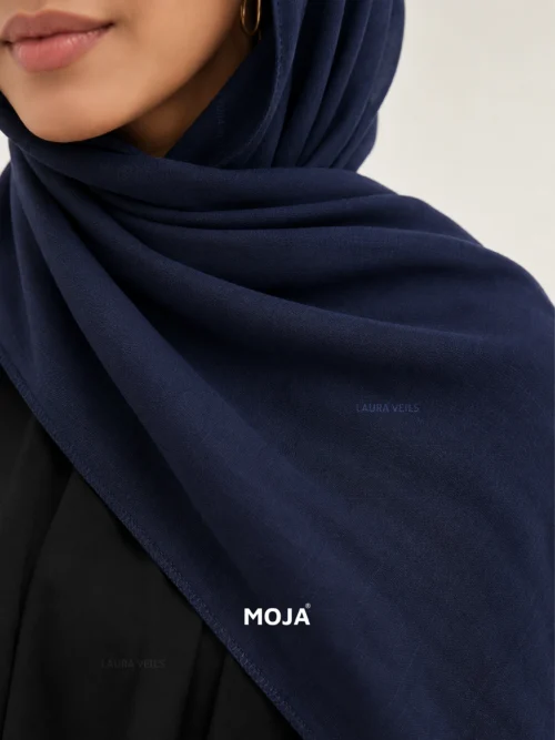 Navy Blue Moja modal cotton hijab – soft breathable modal fabric, UAE summer wear