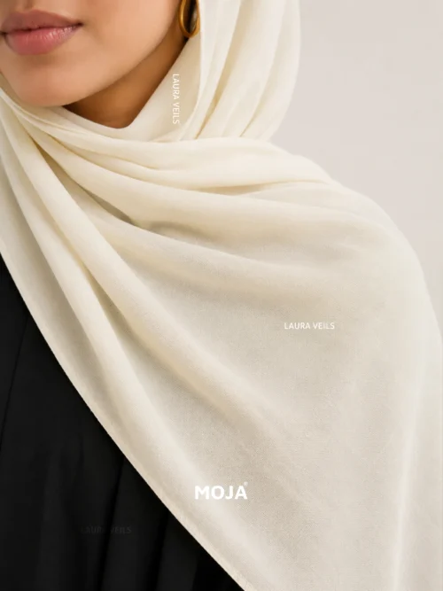Off White Moja modal cotton hijab – soft breathable modal fabric, UAE summer wear