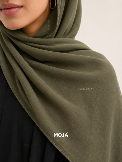 Olive Green Moja modal cotton hijab – soft breathable modal fabric, UAE summer wear