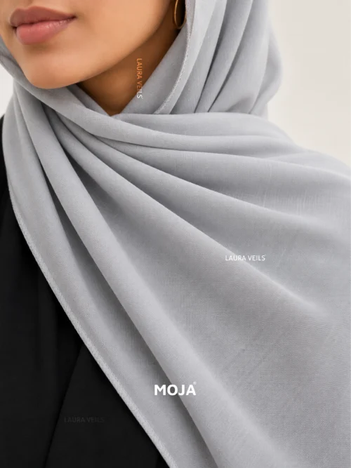 Silver Moja modal cotton hijab – soft breathable modal fabric, UAE summer wear