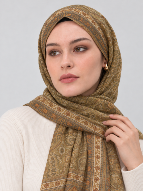 Amber Gold Traditional Printed Sheila - Printed Hijab by Laura Veils