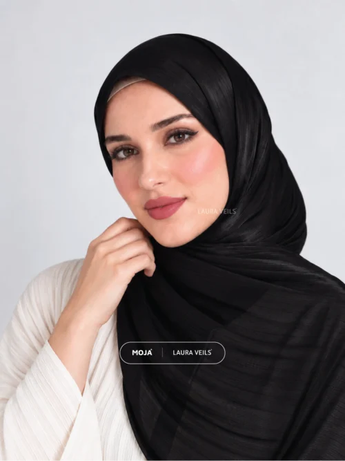 Black Moja Organza Shimmer Hijab – 2m Length