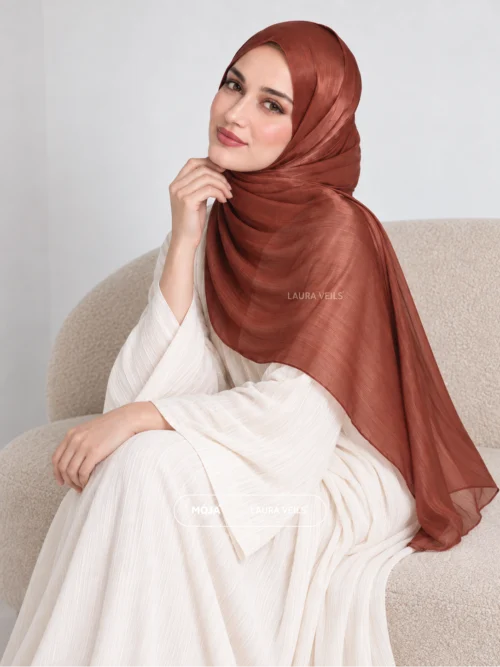 Brick Moja Organza Shimmer Hijab – 2m Length