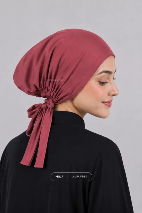 Brick Pink Moja Tie Cap - Breathable Jersey Underscarf