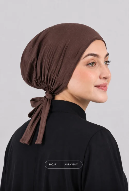 Brown Moja Tie Cap - Breathable Jersey Underscarf