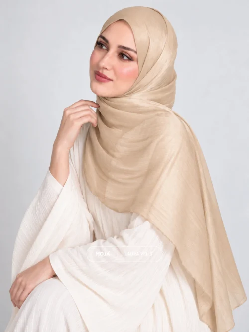 Cream Moja Organza Shimmer Hijab – 2m Length