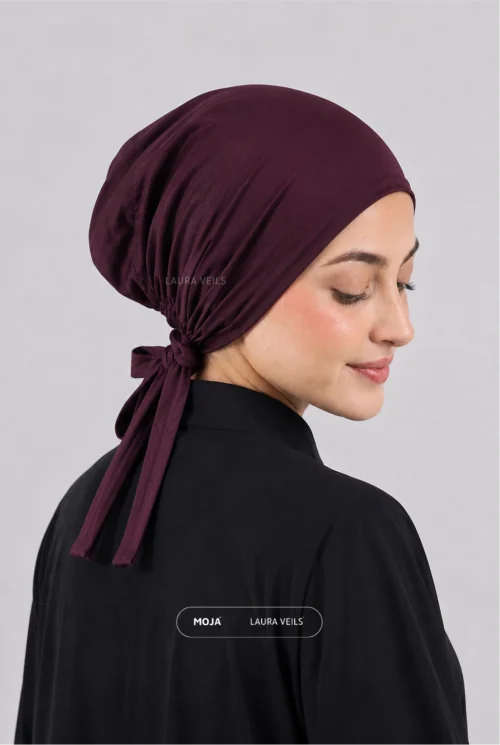 Dark Wine Moja Tie Cap - Breathable Jersey Underscarf