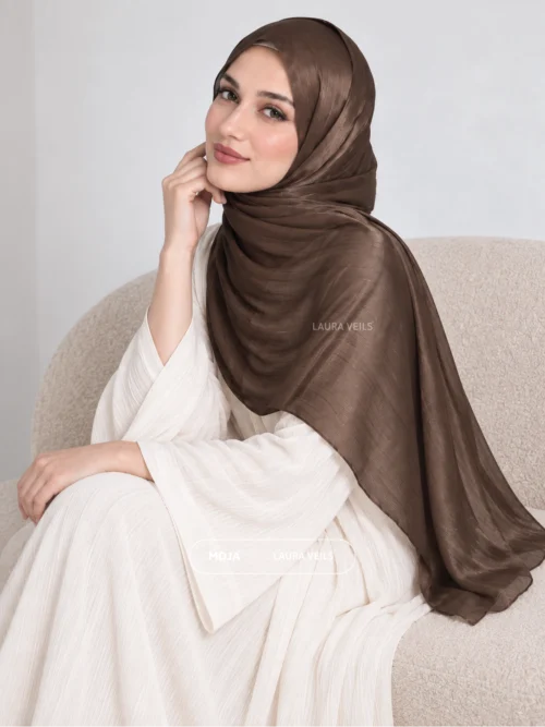 Dusty Brown Moja Organza Shimmer Hijab – 2m Length