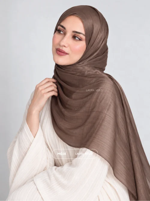 Espresso Moja Organza Shimmer Hijab – 2m Length