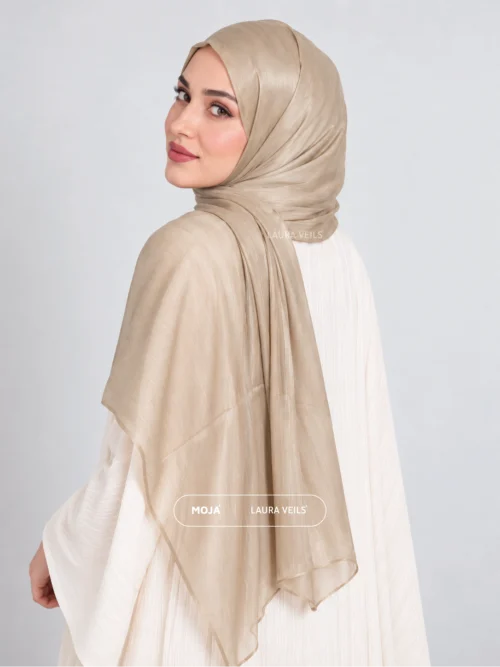 Honey Cream Moja Organza Shimmer Hijab – 2m Length