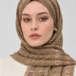 KhakiSand Pose1Printed Hijab