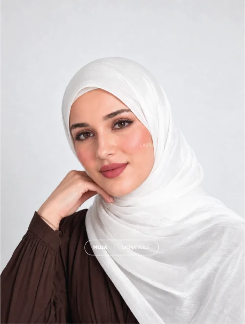Milk White Moja Organza Shimmer Hijab – 2m Length