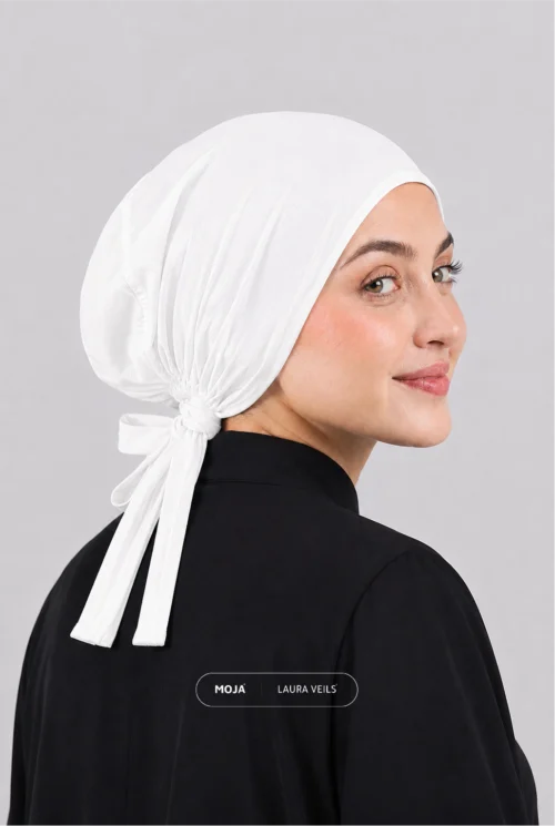 Milk White Moja Tie Cap - Breathable Jersey Underscarf