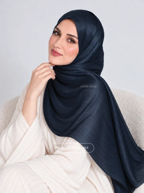 Navy Blue Moja Organza Shimmer Hijab – 2m Length