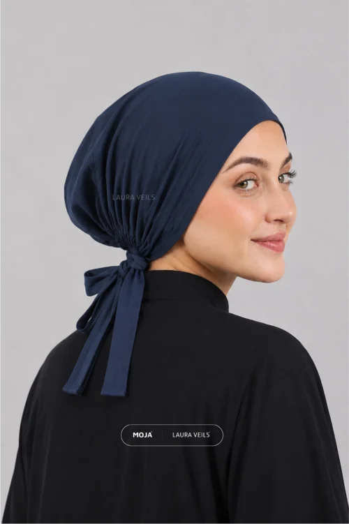 Navy Blue Moja Tie Cap - Breathable Jersey Underscarf