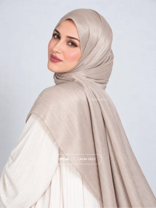 Nude Beige Moja Organza Shimmer Hijab – 2m Length