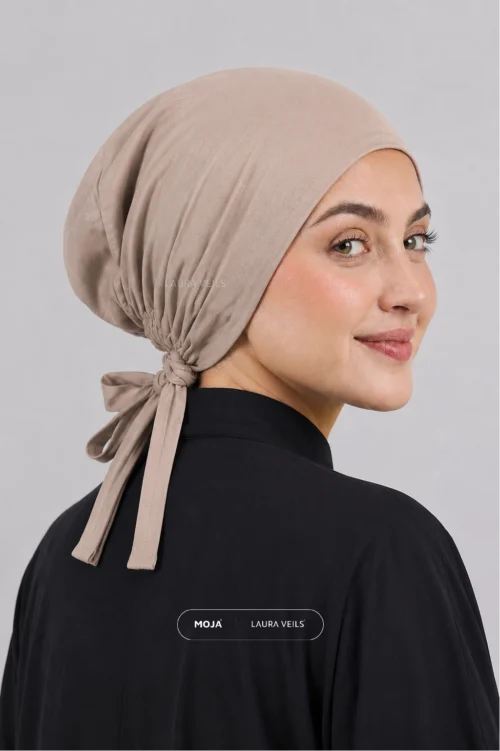 Nude Brown Moja Tie Cap - Breathable Jersey Underscarf