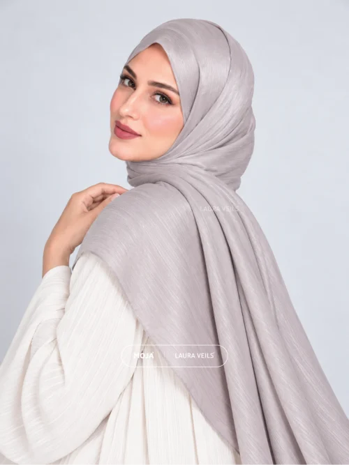 Nude Silver Moja Organza Shimmer Hijab – 2m Length