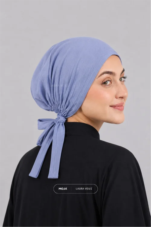 Powder Blue Moja Tie Cap - Breathable Jersey Underscarf