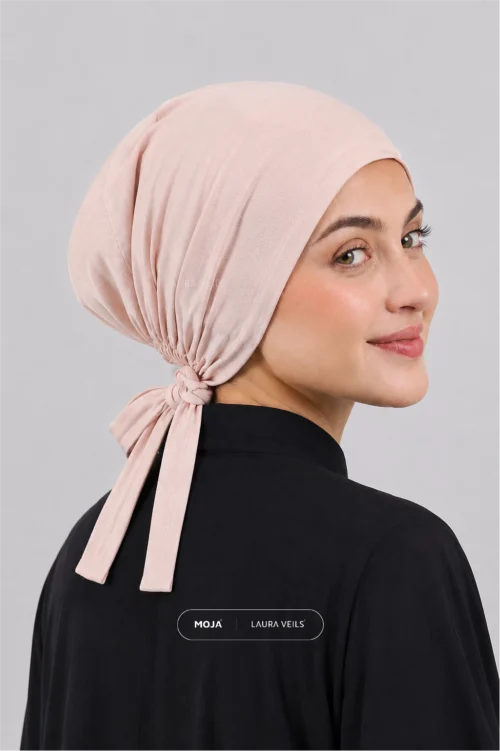Rose Beige Moja Tie Cap - Breathable Jersey Underscarf
