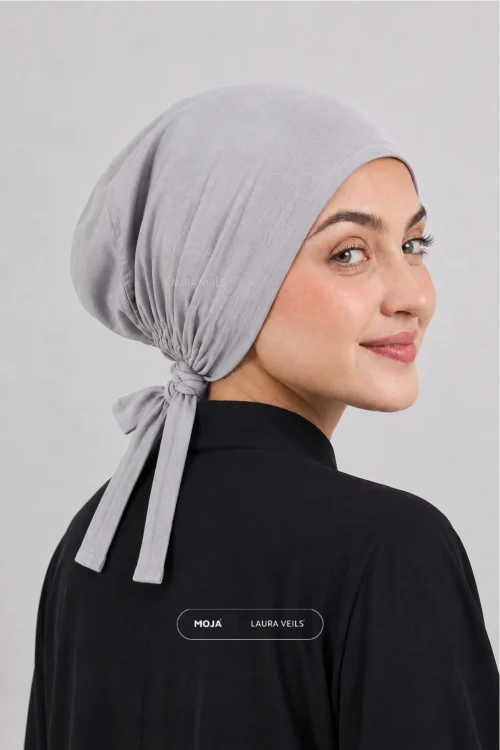 Silver Grey Moja Tie Cap - Breathable Jersey Underscarf
