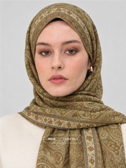 Umber Moss Traditional Printed Sheila - Printed Hijab by Laura Veils
